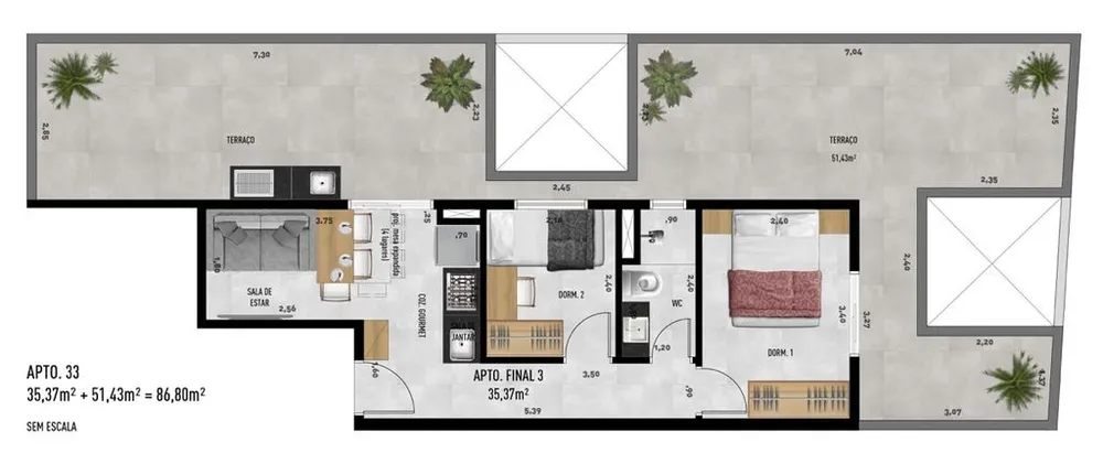 Apartamento, 2 quartos, 37 m² - Foto 6