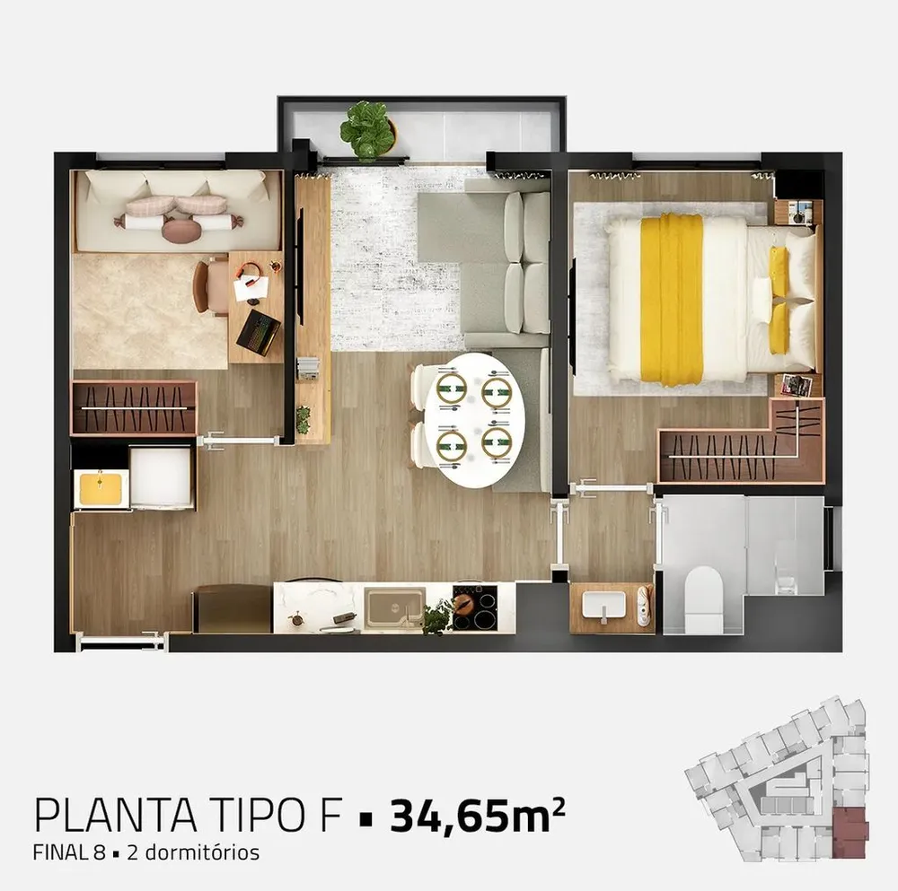 Apartamento, 2 quartos, 45 m² - Foto 3