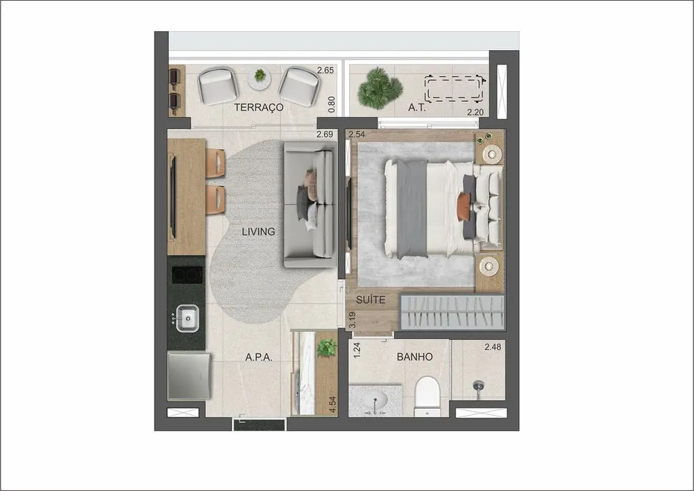 Apartamento, 1 quarto, 31 m² - Foto 2