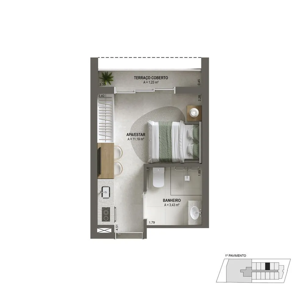 Apartamento, 1 quarto, 28 m² - Foto 1
