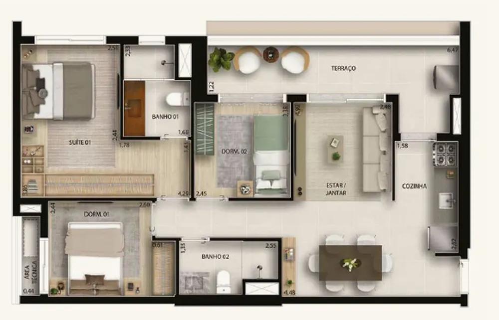 Apartamento, 2 quartos, 61 m² - Foto 1