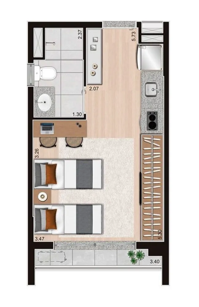 Apartamento, 1 quarto, 41 m² - Foto 1