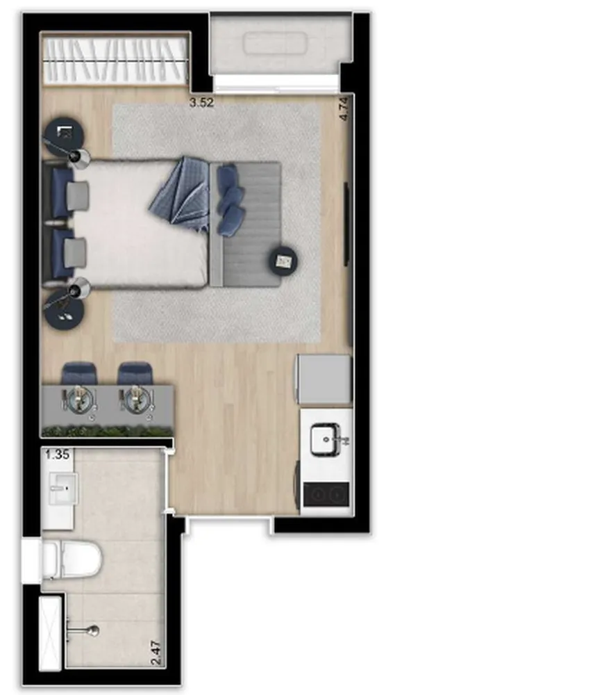 Kitnet-Studio, 29 m² - Foto 1