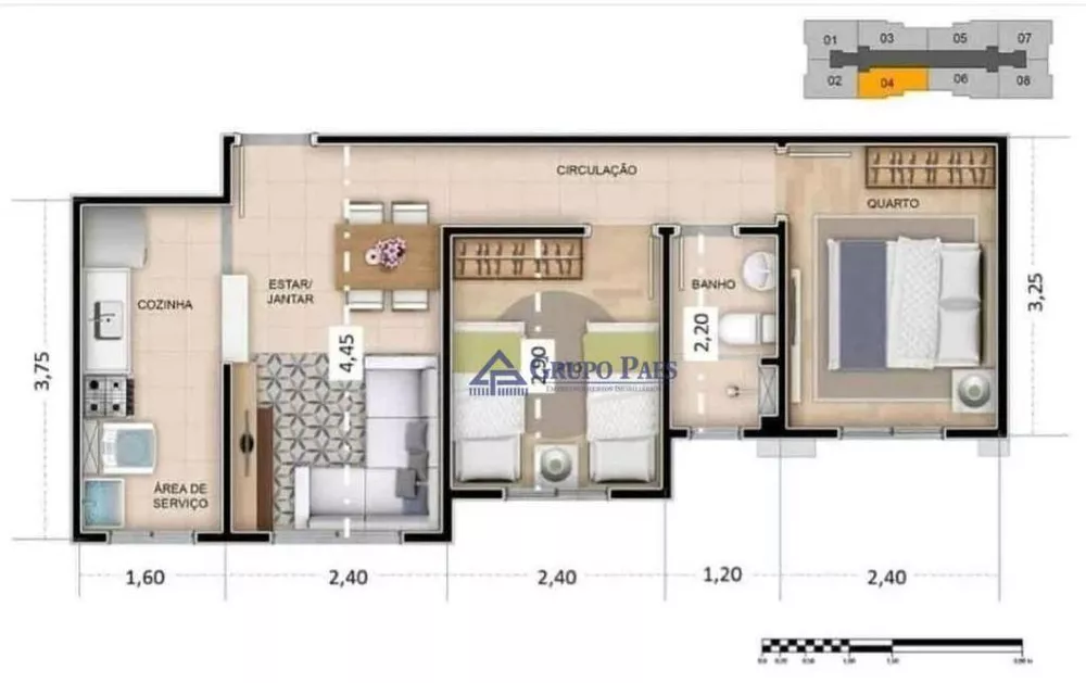Apartamento, 2 quartos, 44 m² - Foto 3