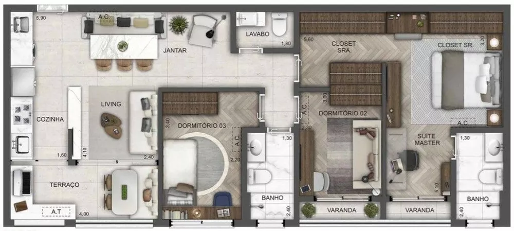 Apartamento, 2 quartos, 62 m² - Foto 2