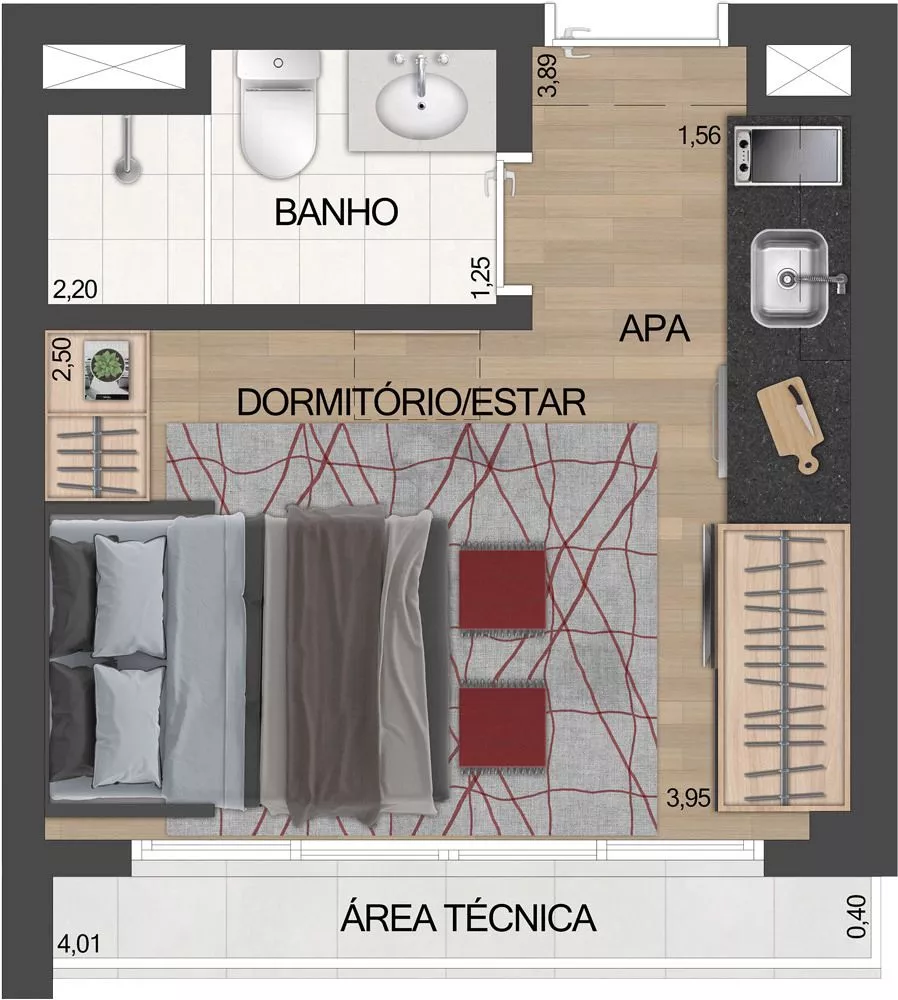 Kitnet-Studio, 28 m² - Foto 4