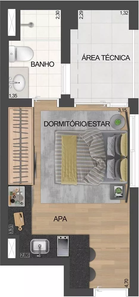 Kitnet-Studio, 28 m² - Foto 8