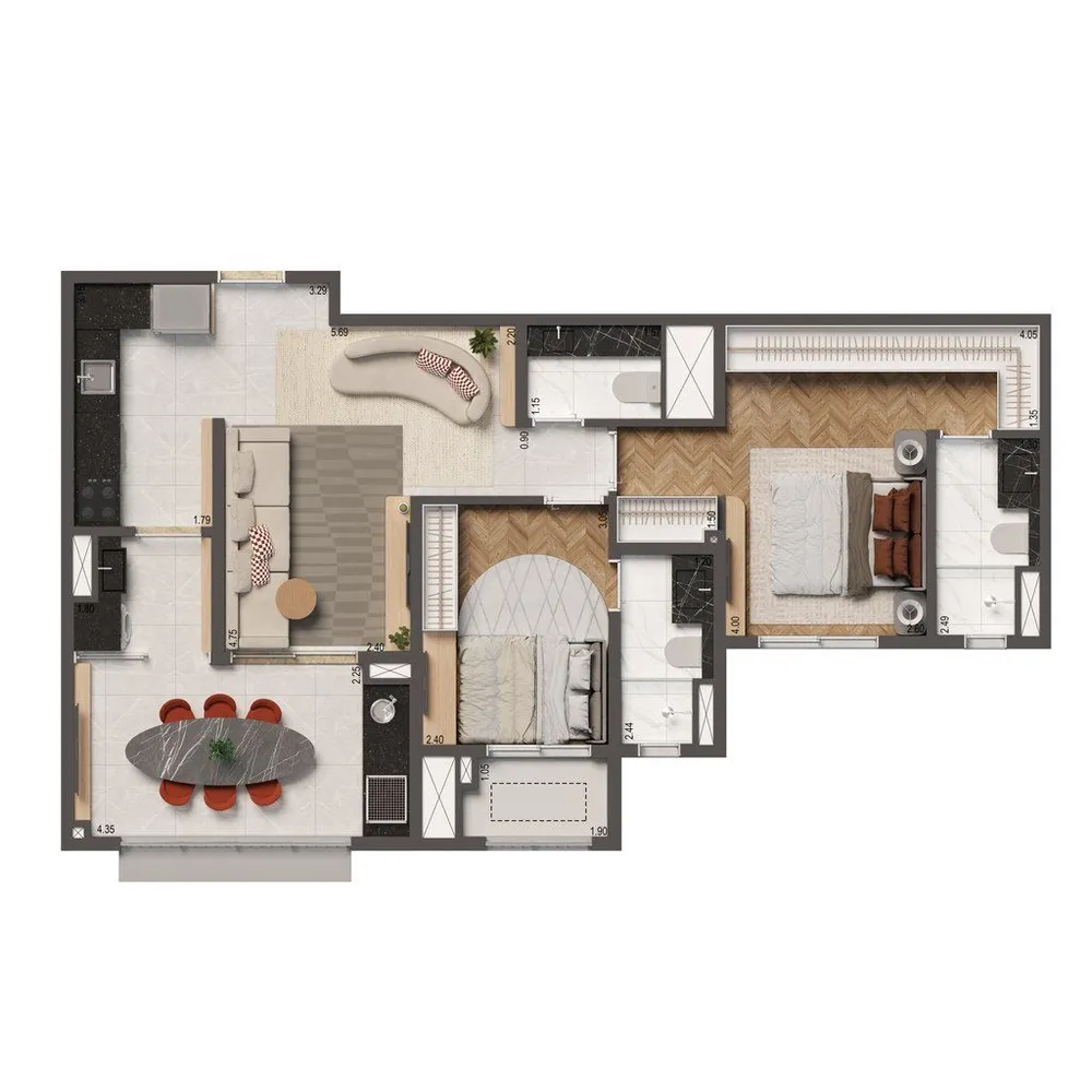 Apartamento, 2 quartos, 74 m² - Foto 8