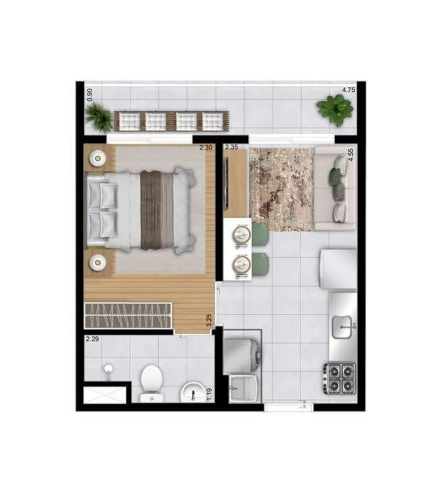 Apartamento, 1 quarto, 28 m² - Foto 3