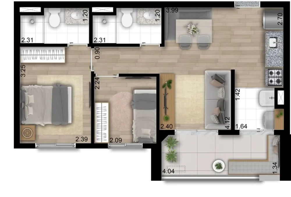 Apartamento, 2 quartos, 56 m² - Foto 10
