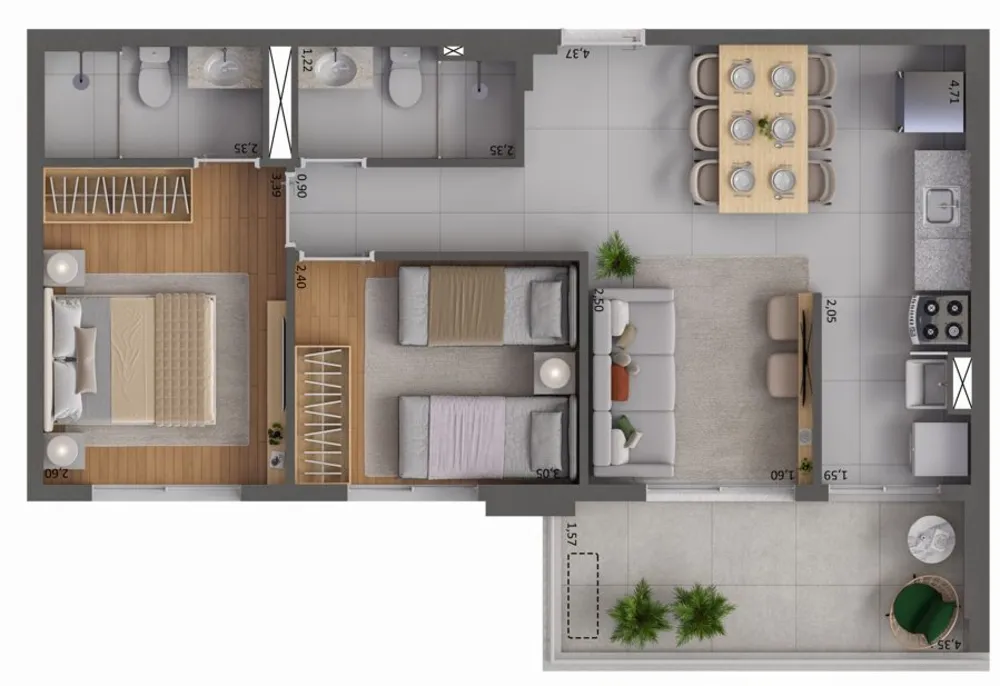 Apartamento, 2 quartos, 59 m² - Foto 8