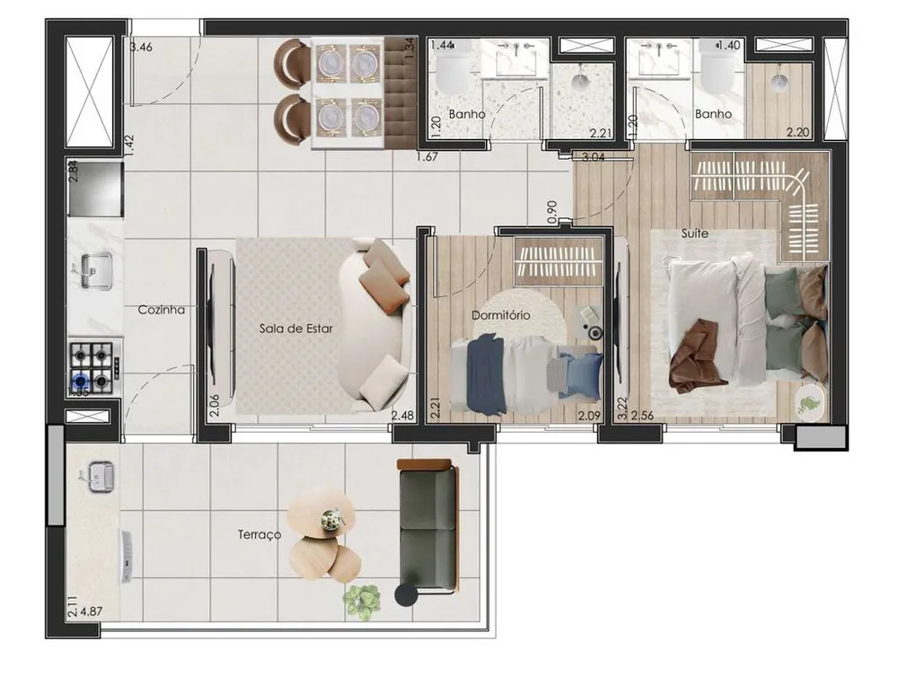 Apartamento, 2 quartos, 53 m² - Foto 7
