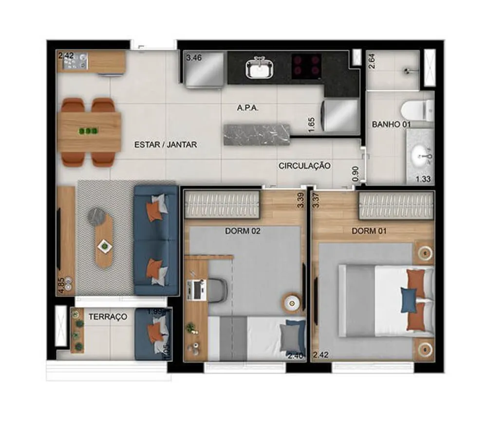 Apartamento, 2 quartos, 50 m² - Foto 8