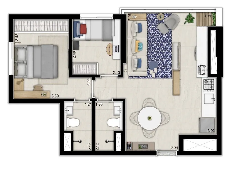 Apartamento, 3 quartos, 59 m² - Foto 8