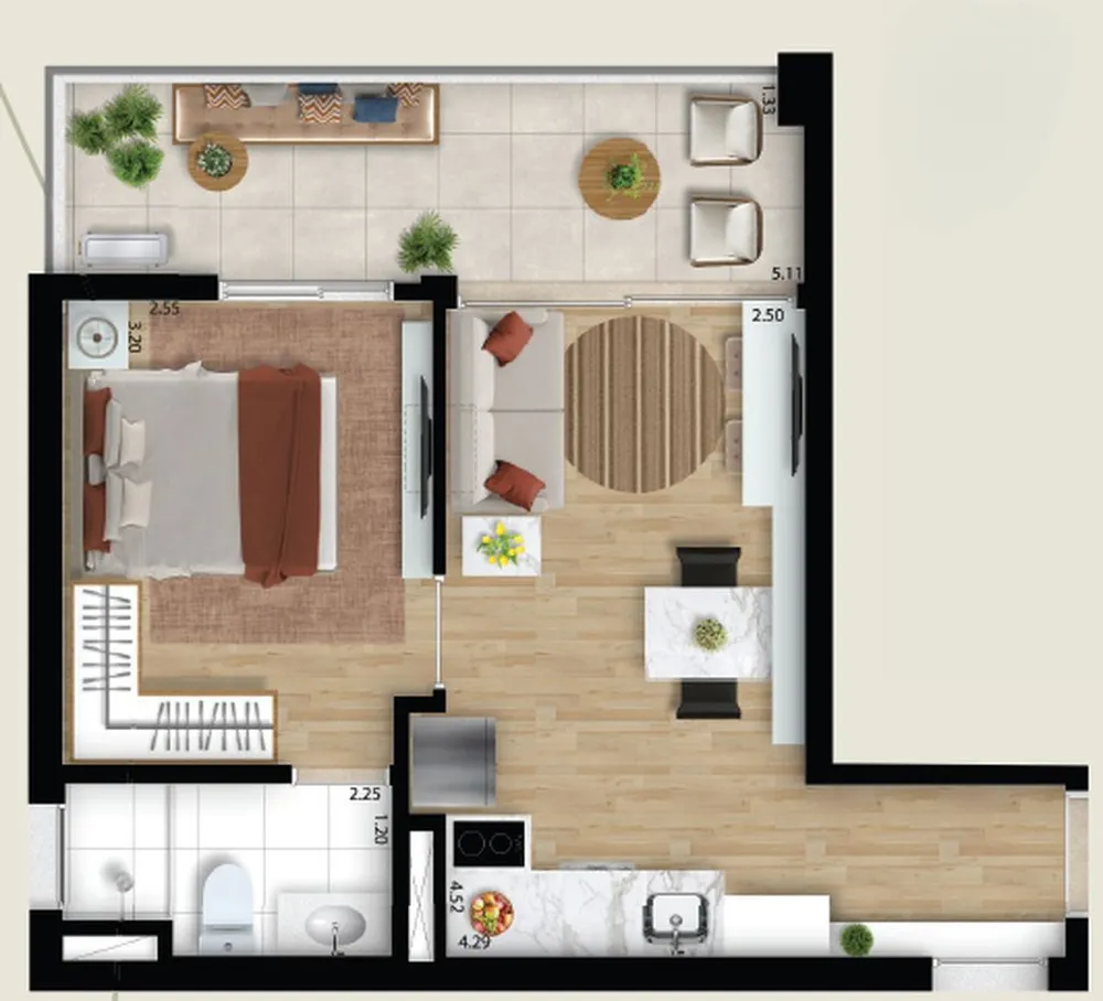 Apartamento, 1 quarto, 34 m² - Foto 12