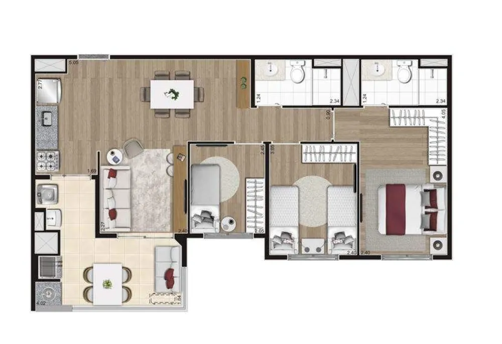 Apartamento, 3 quartos, 67 m² - Foto 6