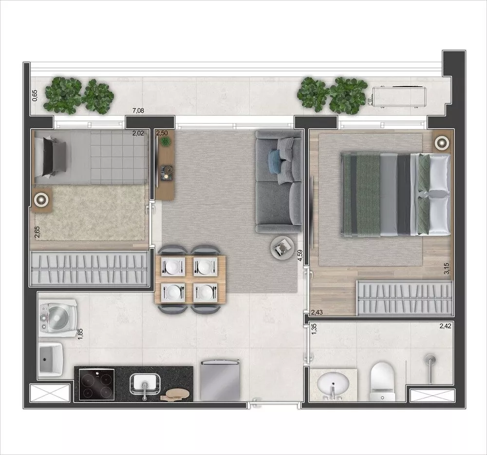 Apartamento, 2 quartos, 43 m² - Foto 3