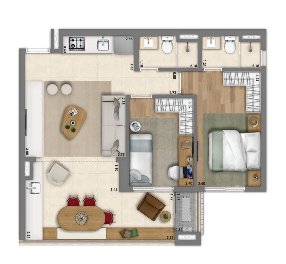 Apartamento, 2 quartos, 61 m² - Foto 11
