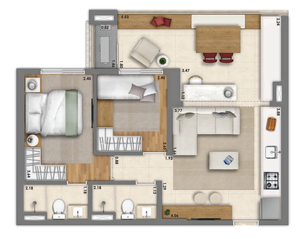 Apartamento, 2 quartos, 61 m² - Foto 10