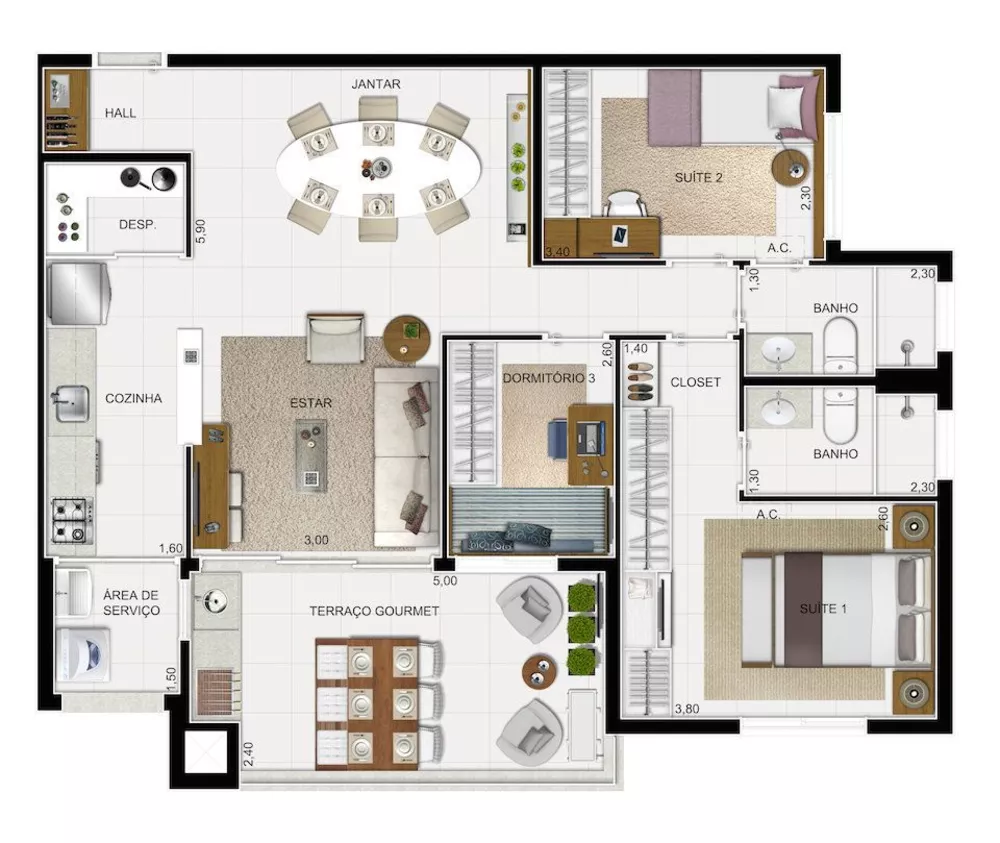 Apartamento, 2 quartos, 142 m² - Foto 4
