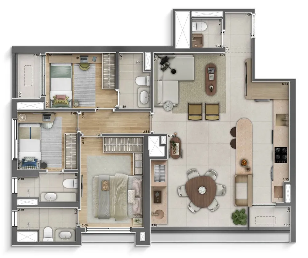 Apartamento, 3 quartos, 92 m² - Foto 1