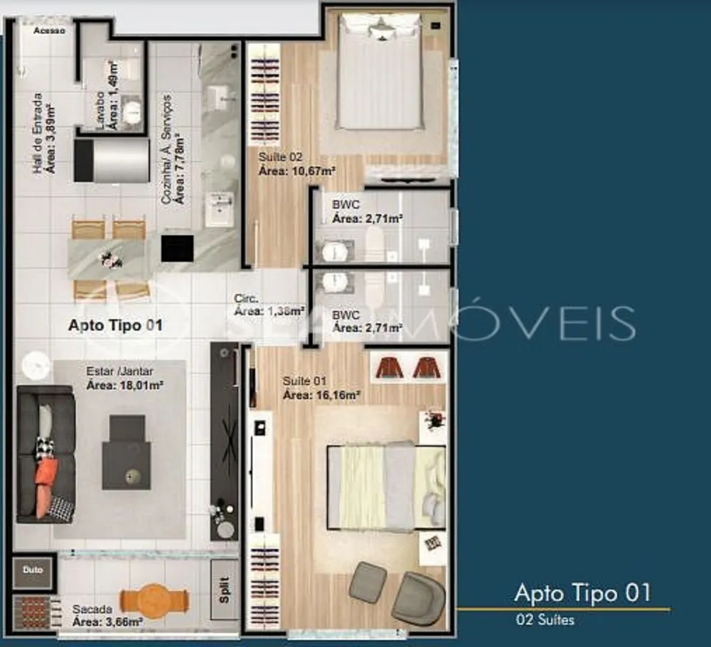 Apartamento, 2 quartos, 80 m² - Foto 8