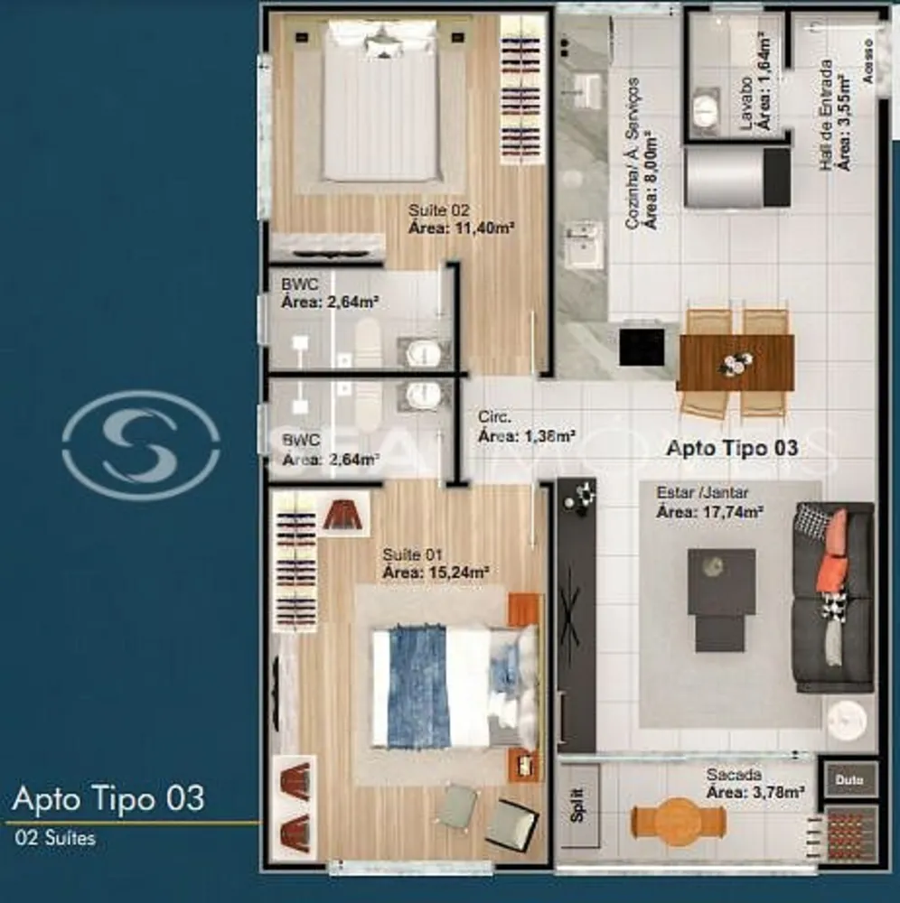 Apartamento, 2 quartos, 80 m² - Foto 10