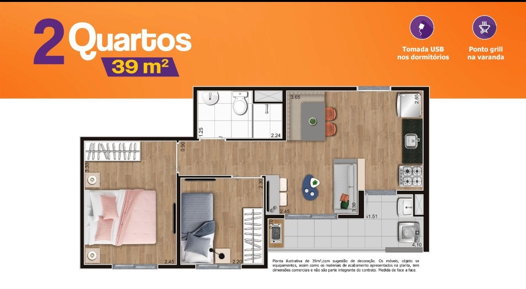 Apartamento à venda com 2 quartos, 39m² - Foto 8