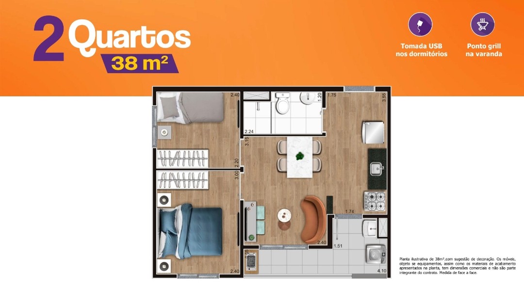 Apartamento à venda com 2 quartos, 39m² - Foto 6