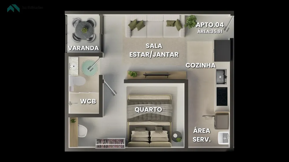 Apartamento, 1 quarto, 34 m² - Foto 3