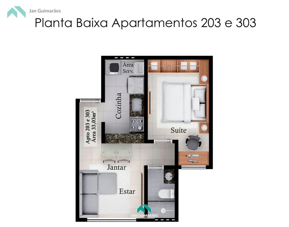 Apartamento, 1 quarto, 33 m² - Foto 2
