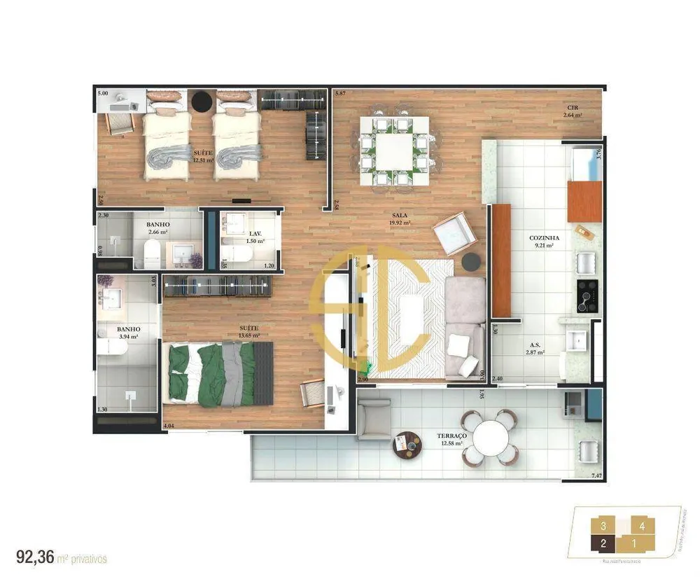 Apartamento, 2 quartos, 92 m² - Foto 1