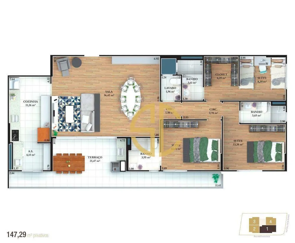Apartamento, 3 quartos, 147 m² - Foto 1