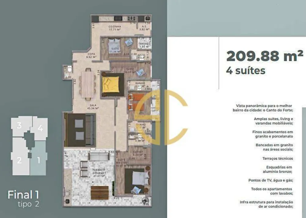 Apartamento, 4 quartos, 209 m² - Foto 1