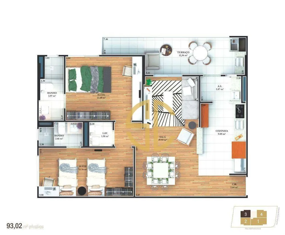 Apartamento, 2 quartos, 93 m² - Foto 1