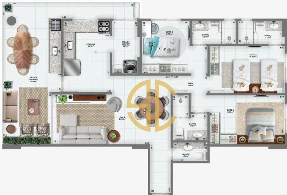 Apartamento, 3 quartos, 119 m² - Foto 1