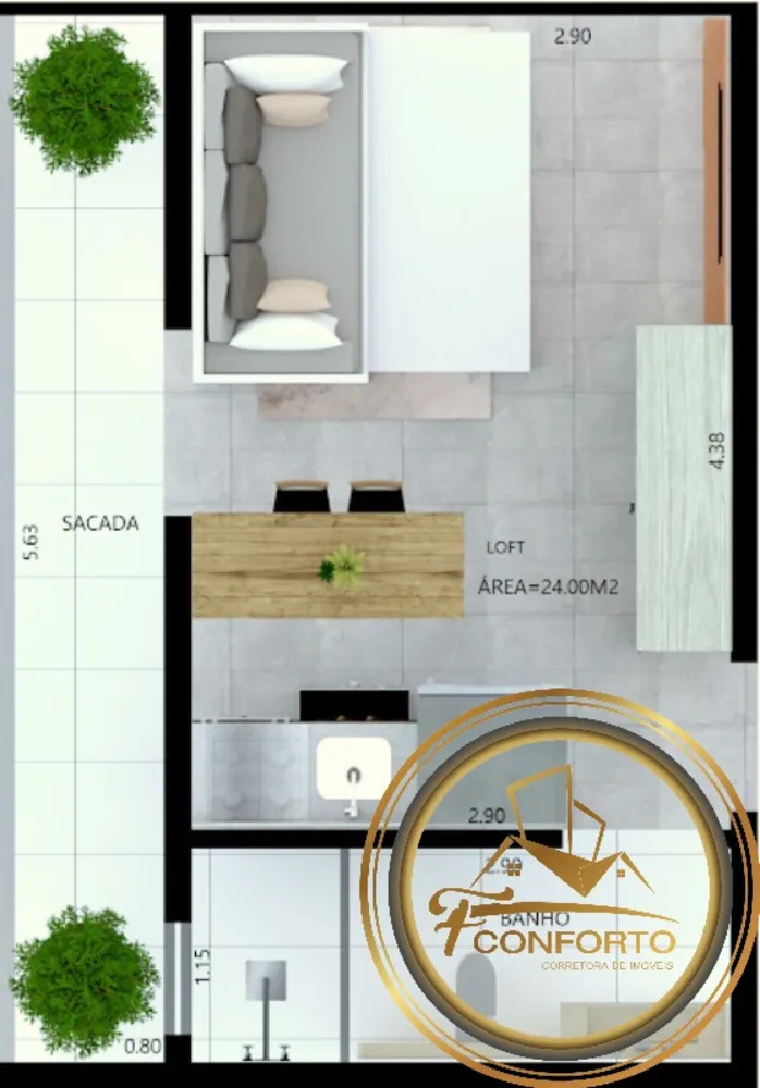 Apartamento, 1 quarto, 33 m² - Foto 3