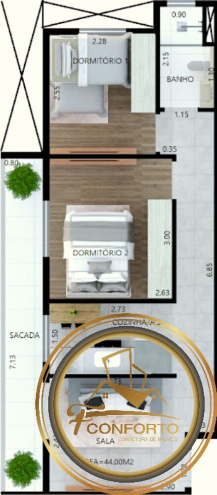 Apartamento à venda com 2 quartos, 39m² - Foto 7