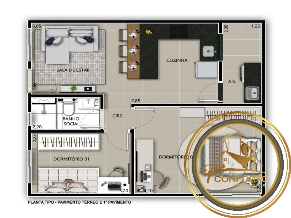 Apartamento, 2 quartos, 41 m² - Foto 3