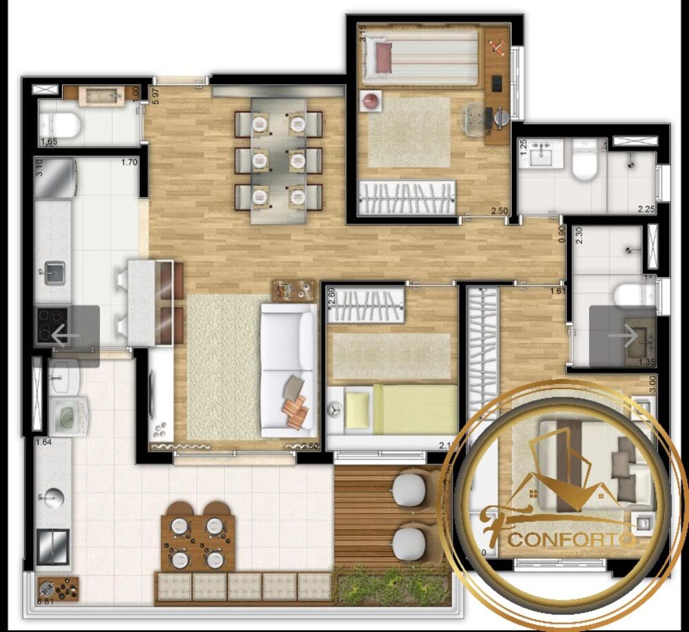 Apartamento, 3 quartos, 91 m² - Foto 9