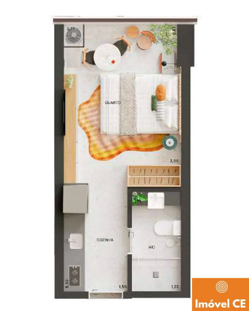 Apartamento, 1 quarto, 21 m² - Foto 2
