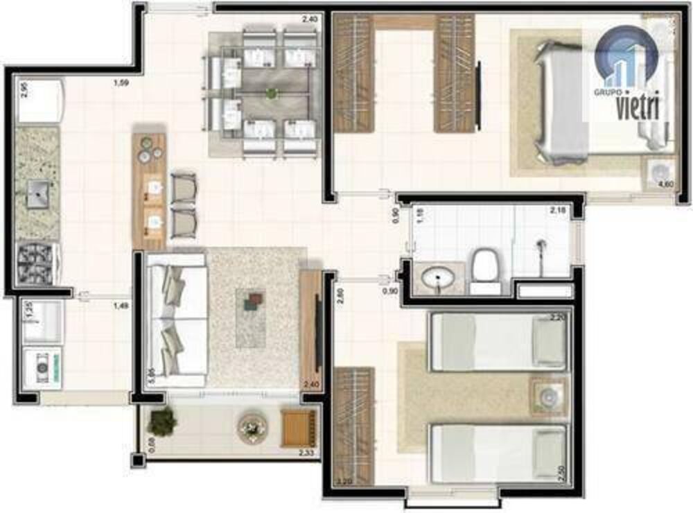 Apartamento, 2 quartos, 53 m² - Foto 8