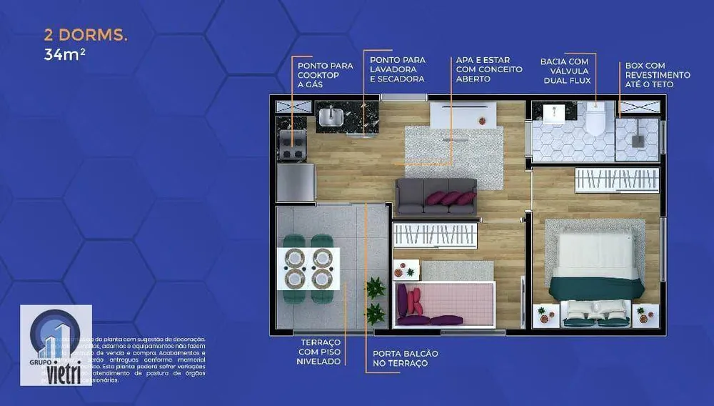 Apartamento, 2 quartos, 34 m² - Foto 1