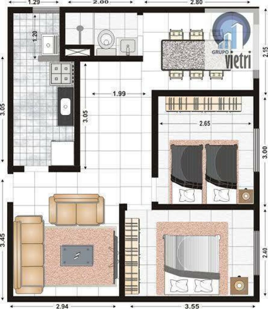Apartamento, 2 quartos, 50 m² - Foto 2