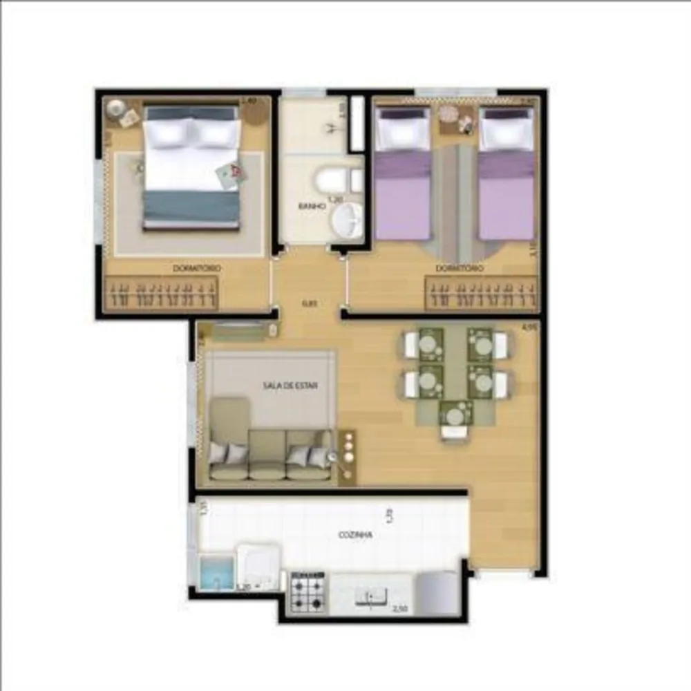 Apartamento, 2 quartos, 44 m² - Foto 2