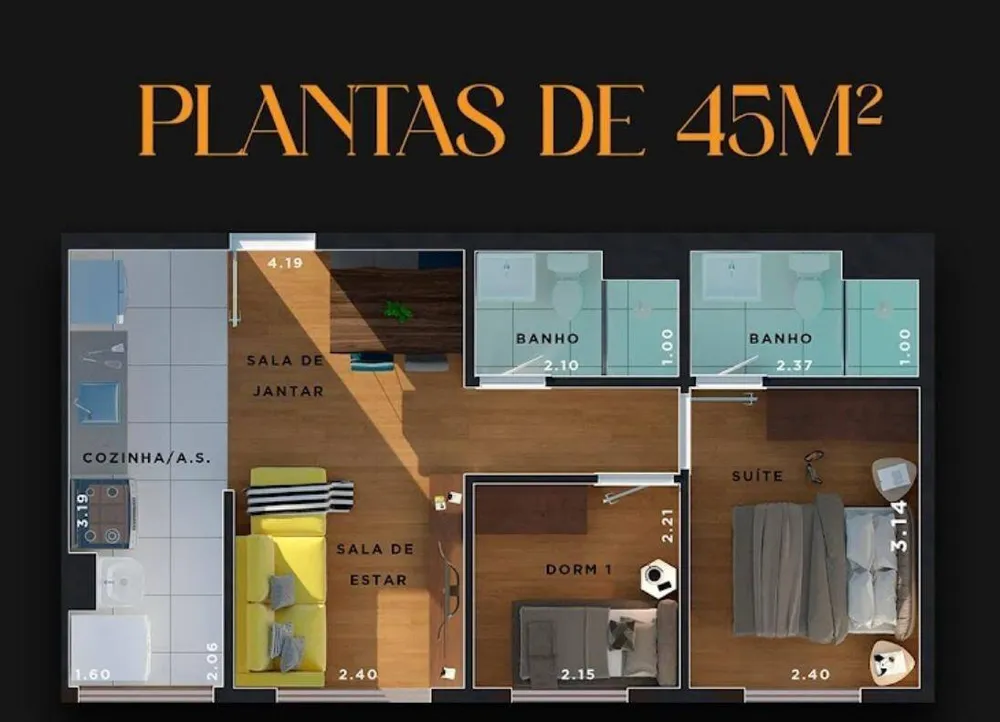Apartamento, 46 m² - Foto 1
