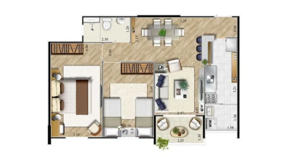 Apartamento, 2 quartos, 56 m² - Foto 1