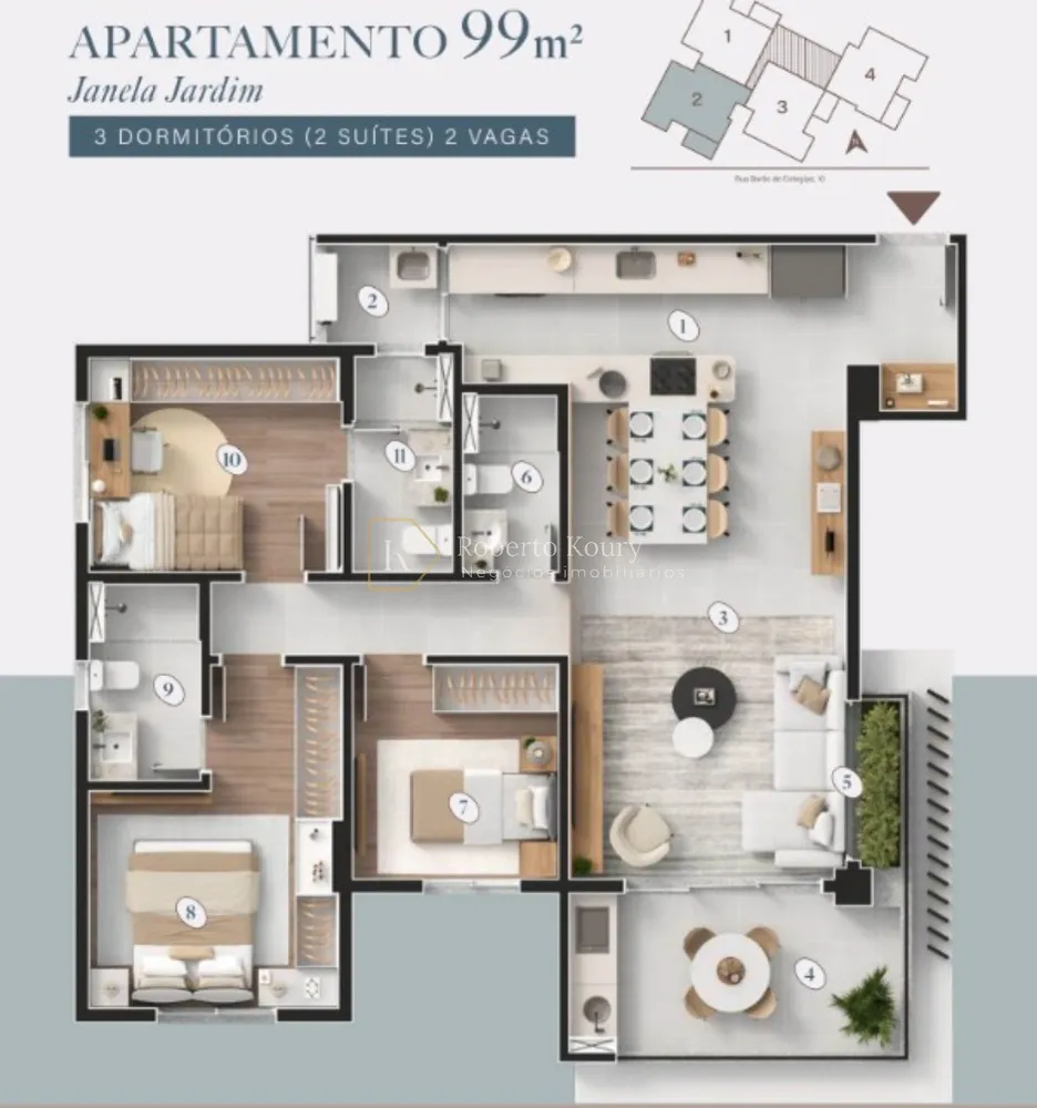Apartamento, 3 quartos, 99 m² - Foto 1