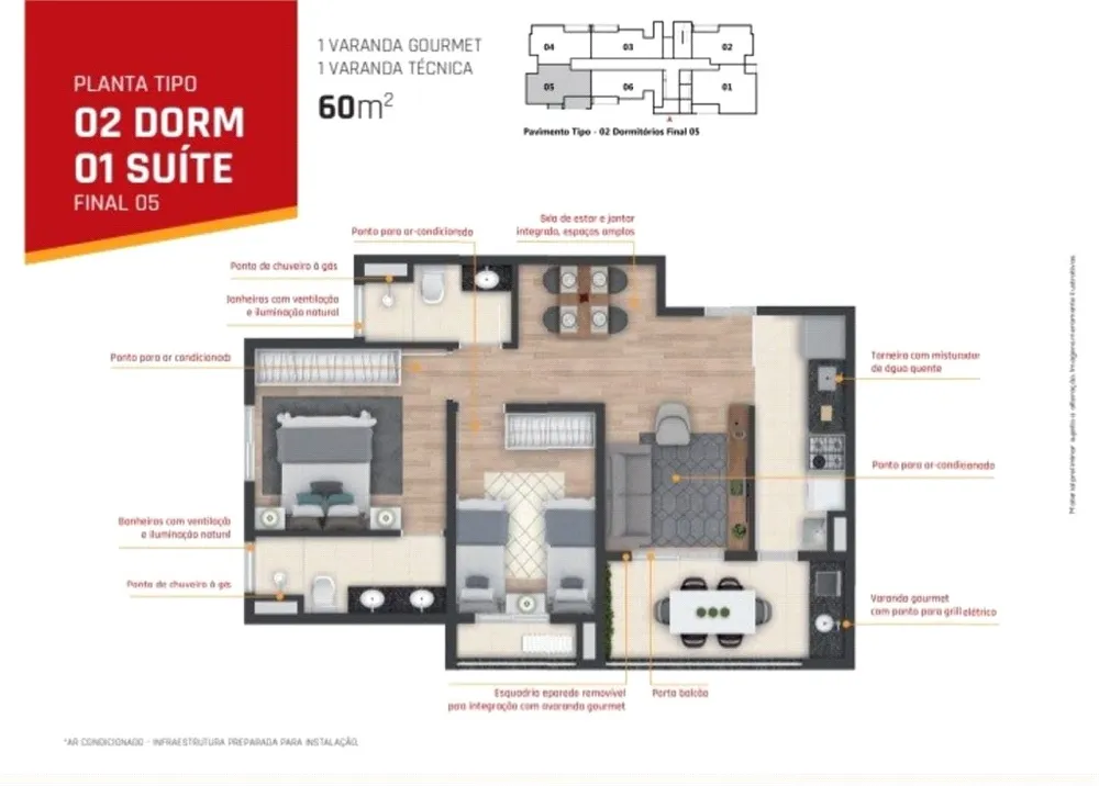 Apartamento, 2 quartos, 53 m² - Foto 7