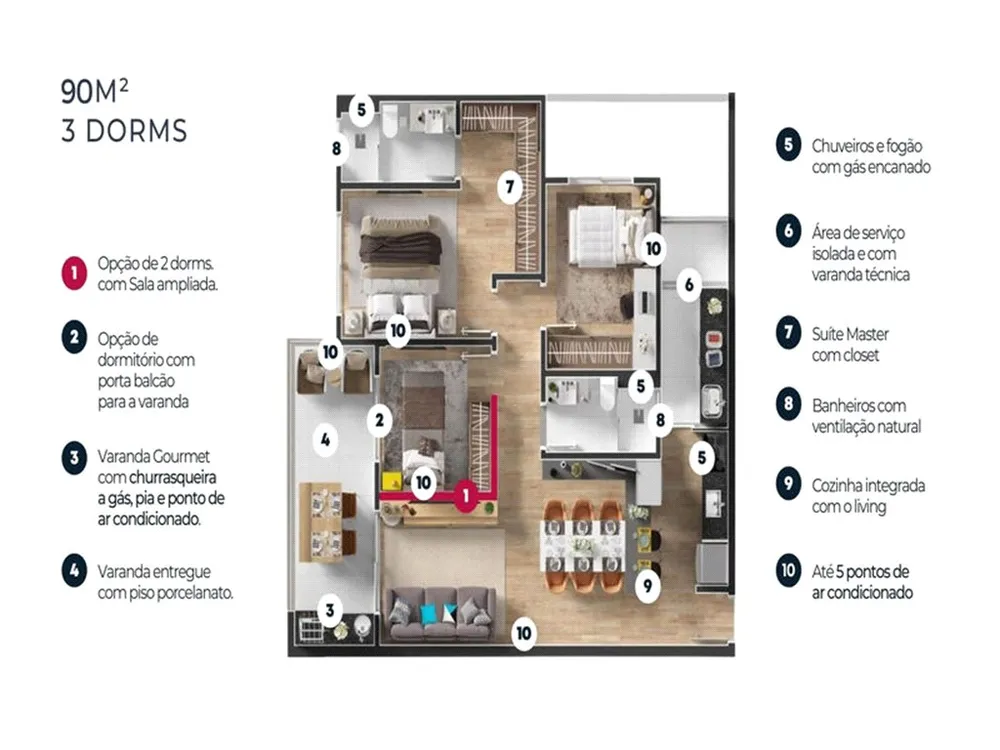 Apartamento, 3 quartos, 90 m² - Foto 2
